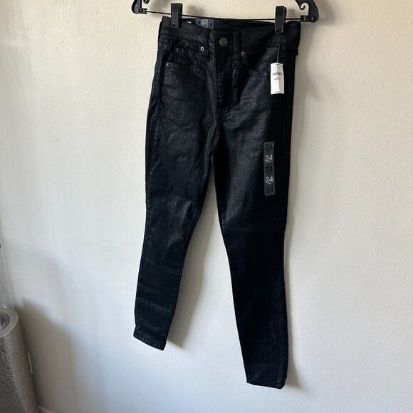 GAP Black Coated High Rise True Skinny Jeans with Washwell - Size 24-00R - Picture 11 of 16